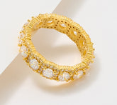 Diamonique Goldtone Sterling Silver Eternity Round Cut Halo Band Ring, Size 7